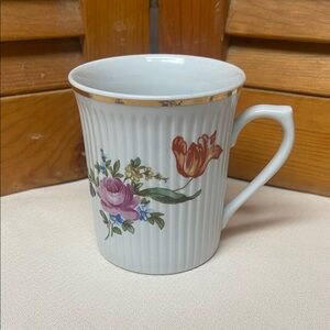 Vintage Floral Porcelain Mug with Gold Accent from German Democratic Republic